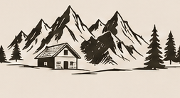 Berghütte vor einer Alpenkulisse